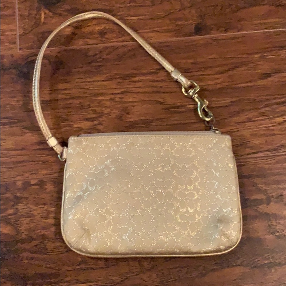 Gold sparkle COACH wristlet